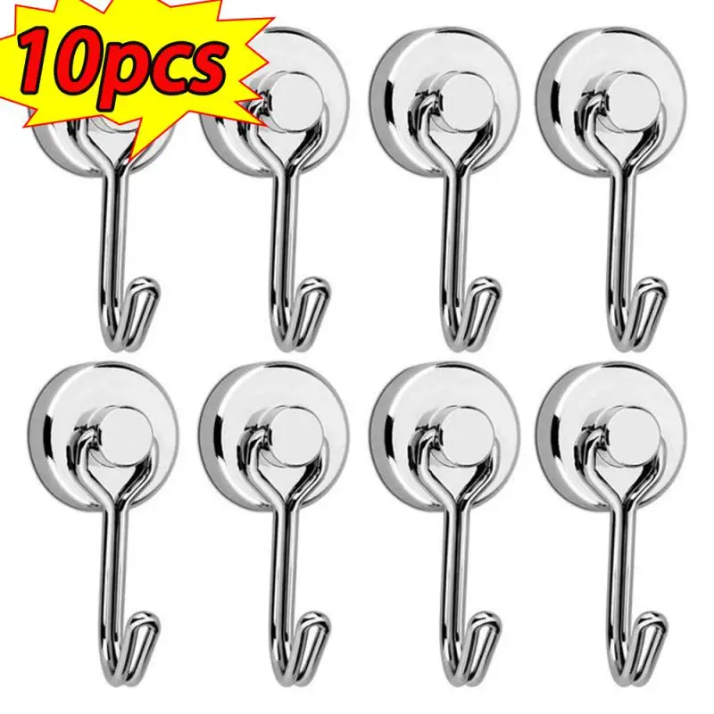 Heavy Duty Magnetic Hook Multi-Purpose Strong Neodymium Magnets Hooks For Home Kitchen Refrigerator Grill Key Cup Wreath Holder