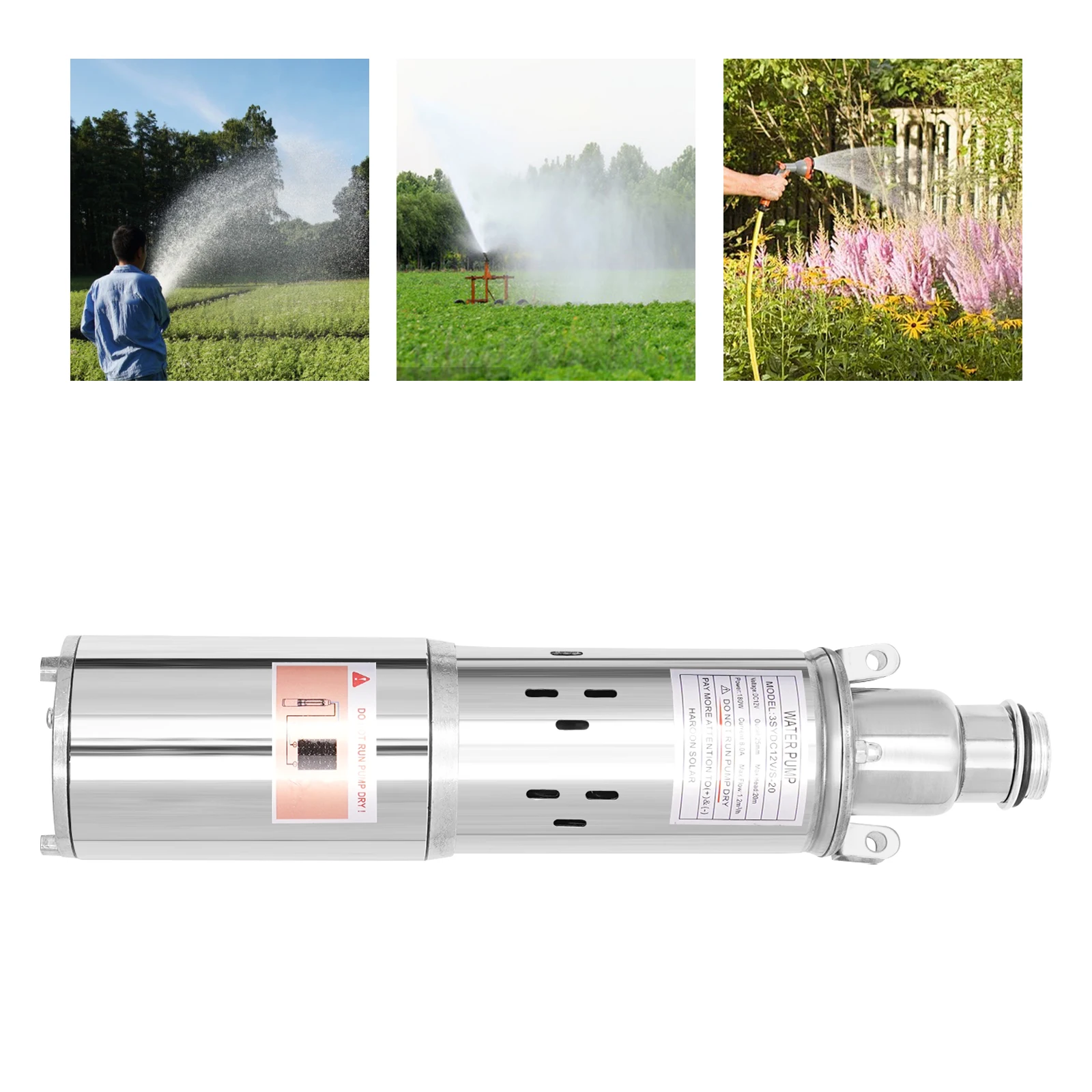 180W Submersible Pump Solar Deep Well Brush Motor Water Pump  Pond Irrigation Pump 12/24V