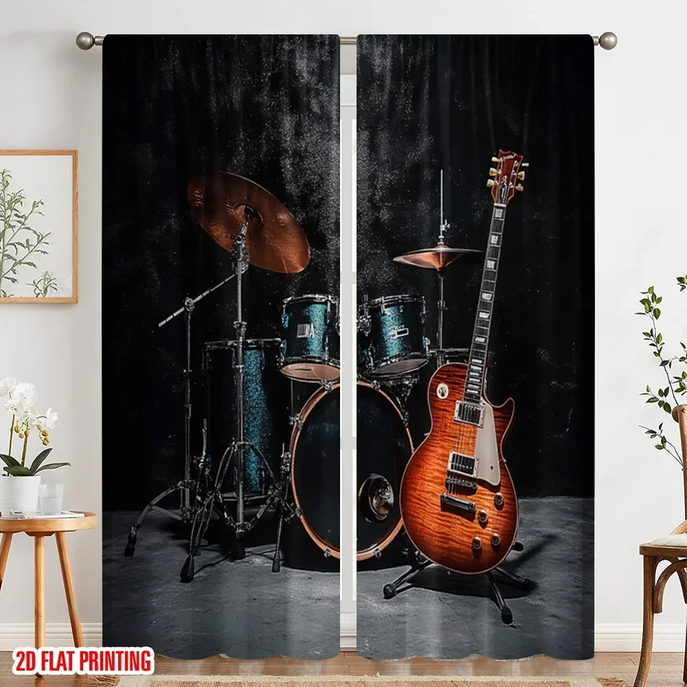 2 قطعة 2D ستارة الطباعة المسطحة أداة الغيتار طبل الفرقة البوليستر بدون كهرباء 0 استخدام لحفلات غرفة المدخل