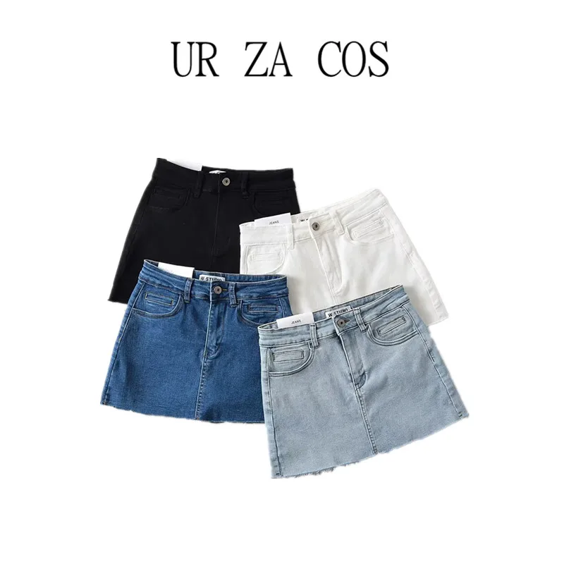 

High Waist Elastic Denim ort Skirt Pants 2023 Summer New Women's Design Slimming Versatile Faion A-Line Skirt