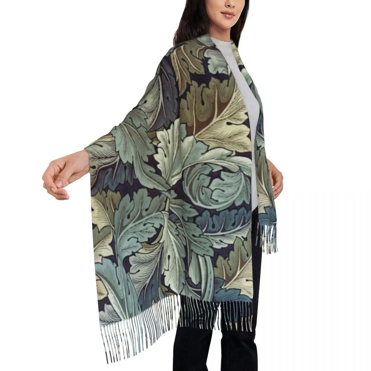 Custom Ladies Long Acanthus By William Morris sciarpe donna inverno autunno Soft Warm nappa scialle Wrap Textile Pattern sciarpa