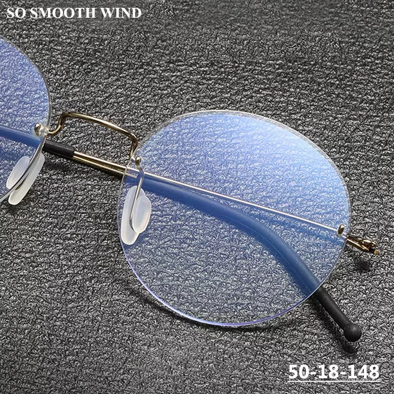 

Fashion Gold Wire Round Frameless Glasses Men Women Ultralight Titanium Eyeglass Luxury Brand Circle Rimless Spectacles Eyewear