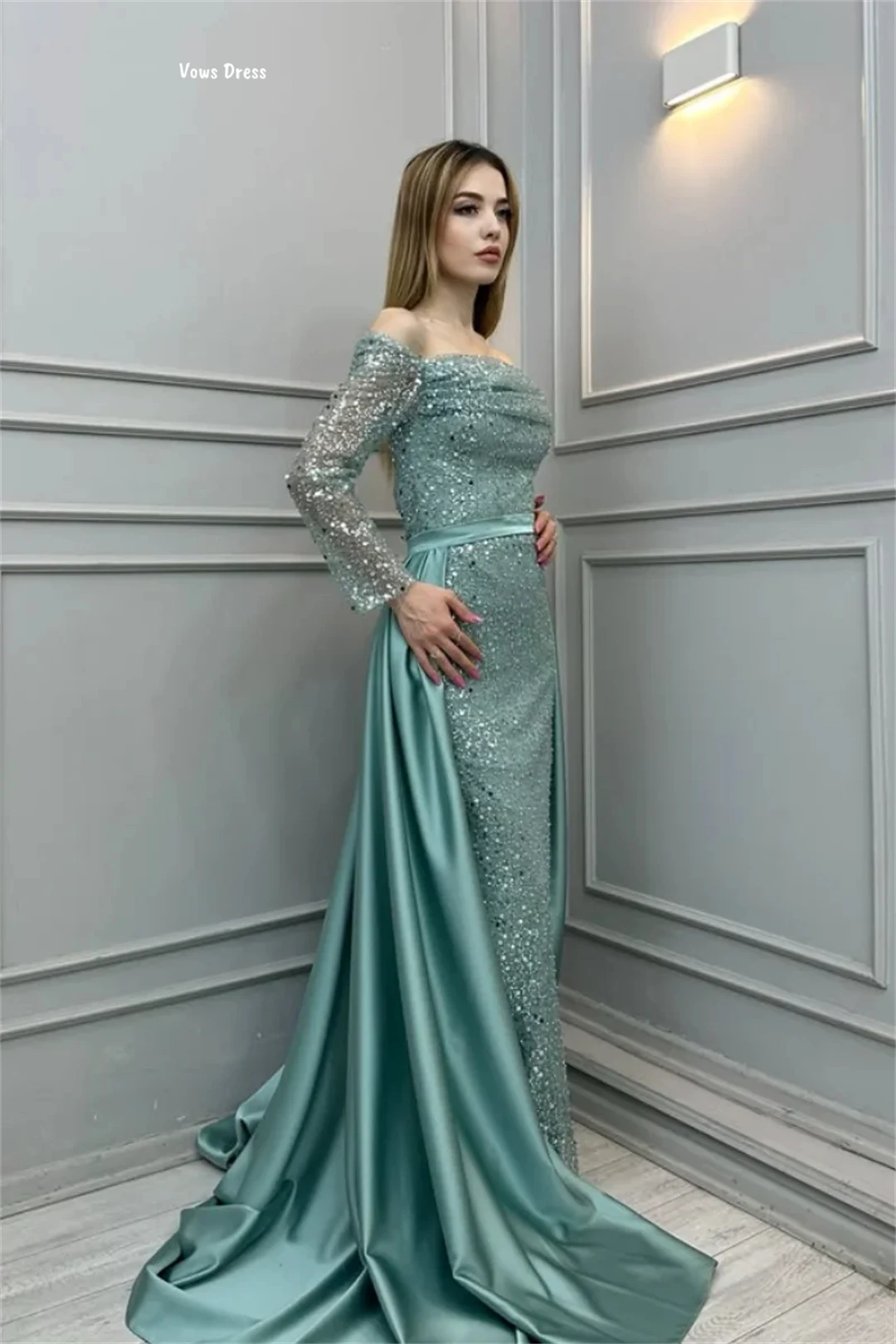 Vows Candle Robes De Abiti da cocktail Abito da sera Abiti eleganti da donna su misura per eventi speciali Gonna a coda di pesce con paillettes