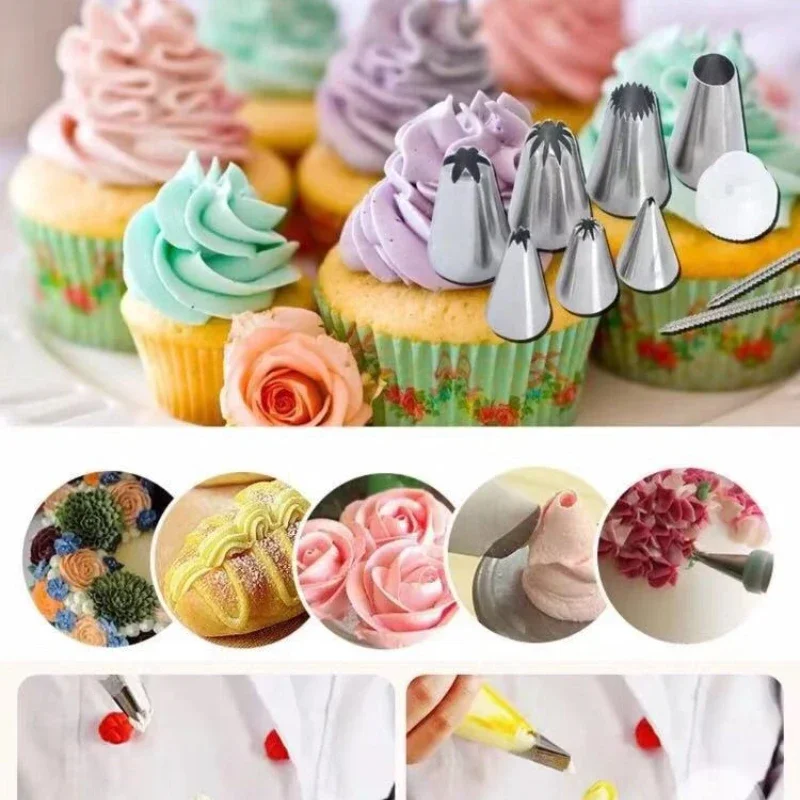 3PC-Cream Nozzles Pastry Syringe 1PC Stainless Steel Icing Piping Nozzles Tip Cupcake Puffs Injection Puff For Pastry Chef Tool