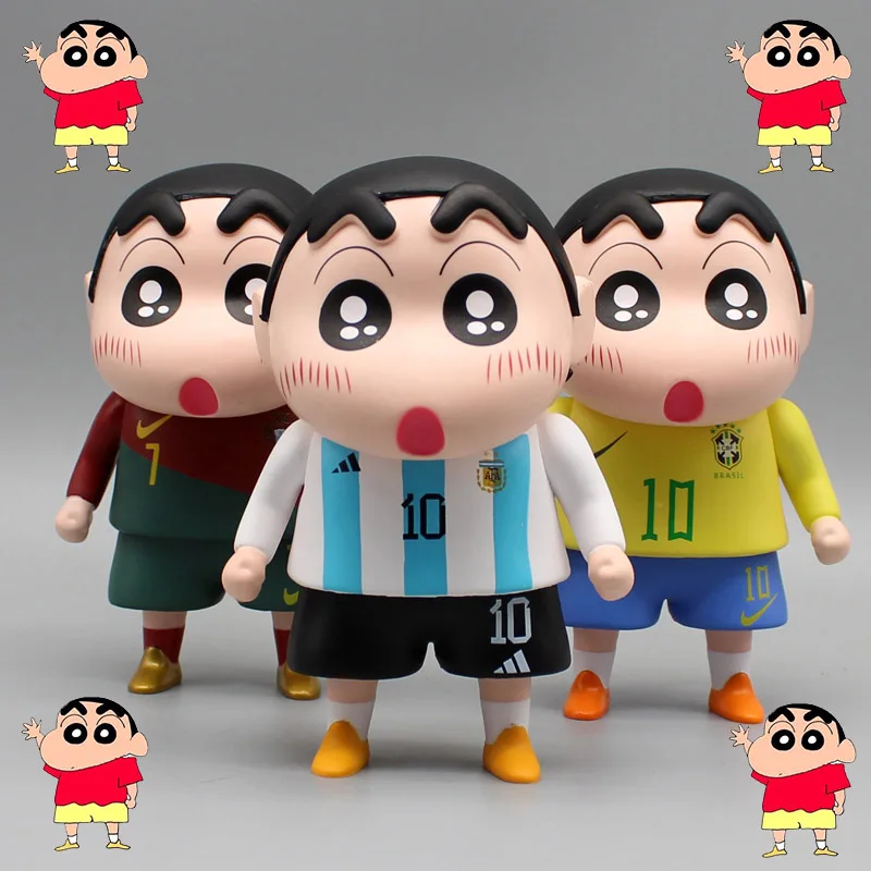 13cm Crayon Shin-chan Figure Cos Lionel Messi Cristiano Ronaldo Neymar Anime Peripheral Collection Pvc Statue Gift Toy For Kids