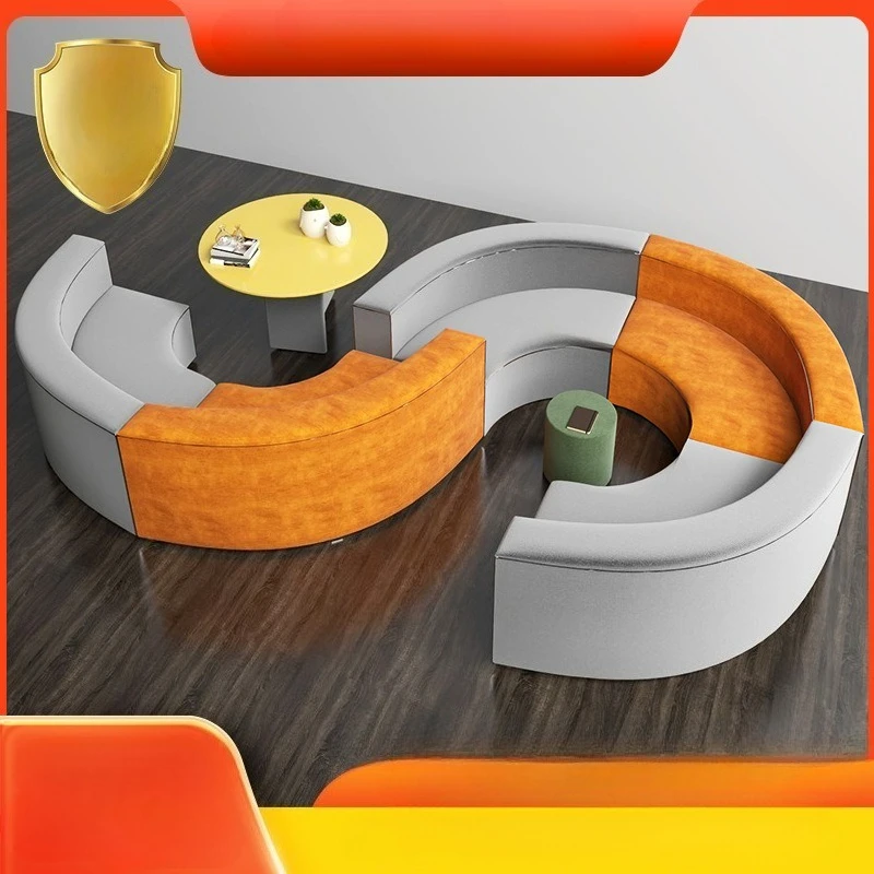 

Curved sofa school reception and rest guest area sofa institution waiting area S-shaped card seat combination library