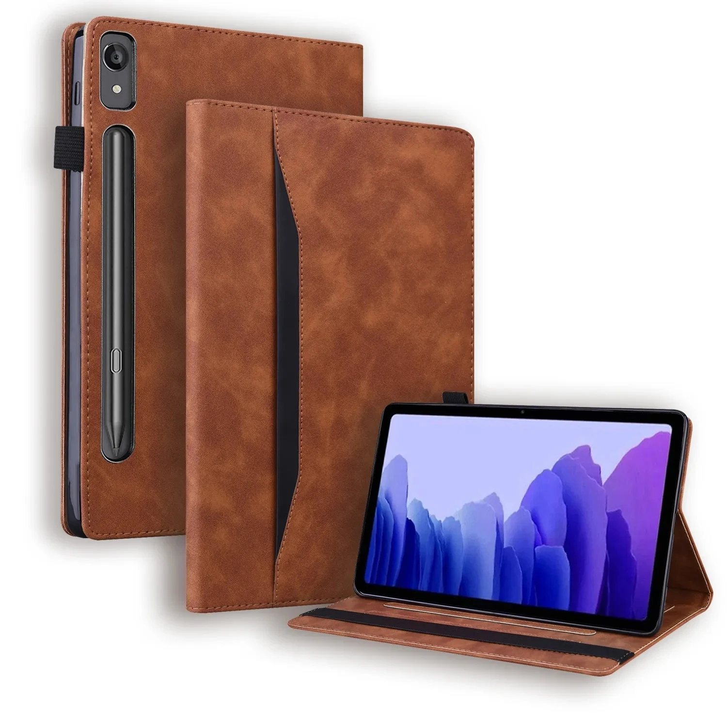 For Lenovo Tab P12 TB-370FU TB-371FC Business Leather wallet Case For Lenovo Xiaoxin Pad Pro 12.7 Soft Back TPU Tablet Cover