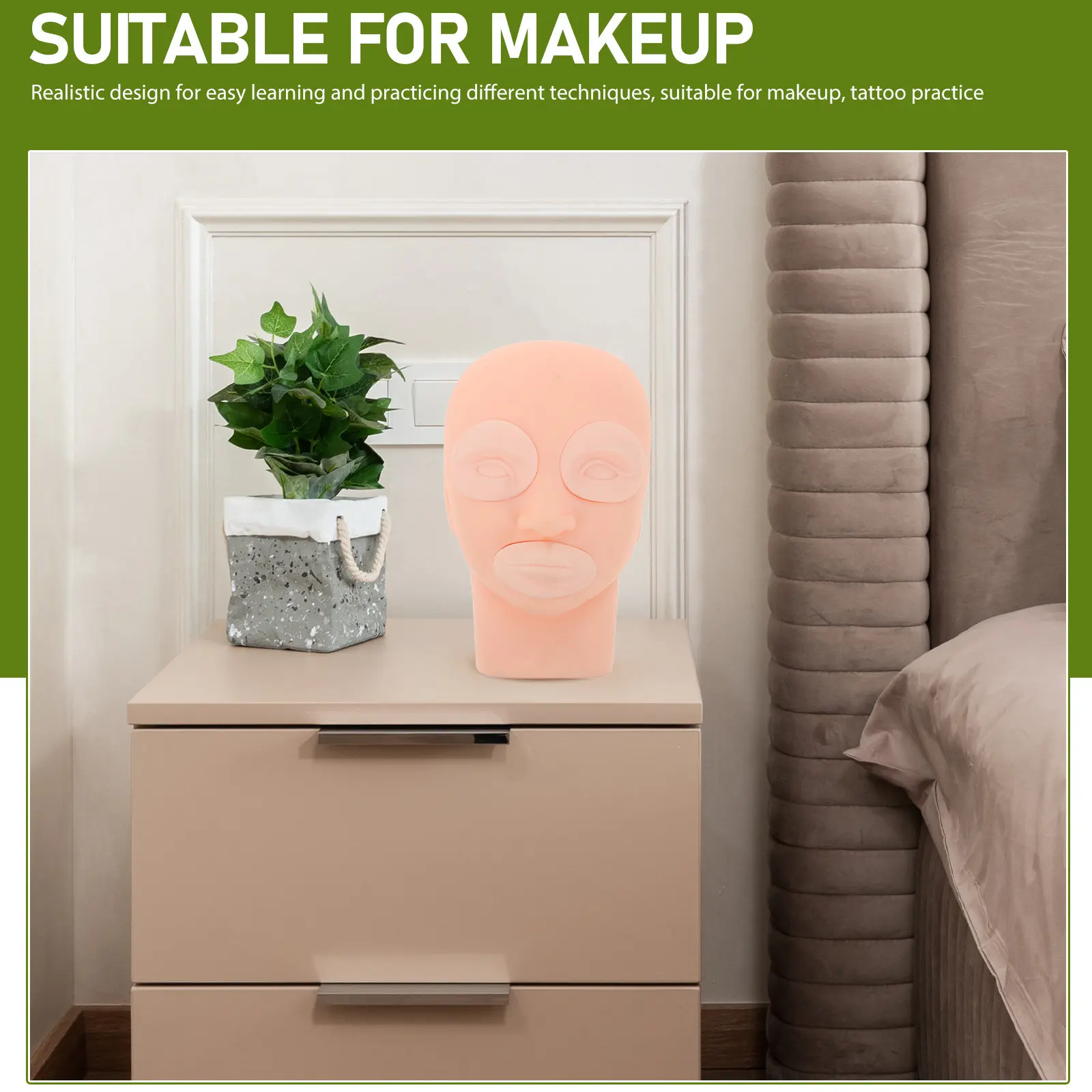 

Removable Plastic Silicone Makeup Tattoo Practice Head for Eyebrow Eyeliner Lip Microblading Beginners Easy Learning Realistic