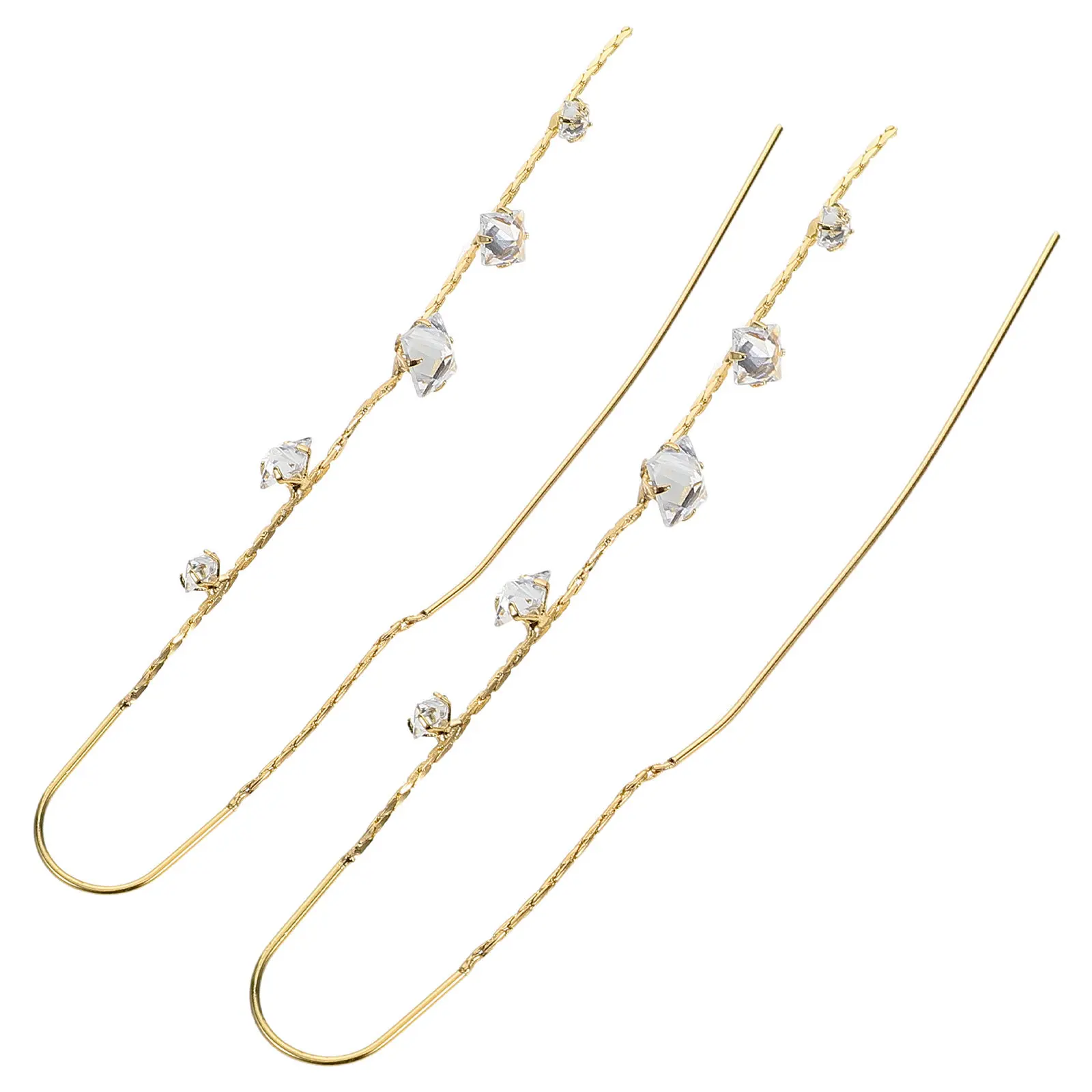 1Pair Cubic Rhinestone Threader Earrings Lightweight Tassel Drop Dangle for Parties Formal Events Fashion Unique Statement