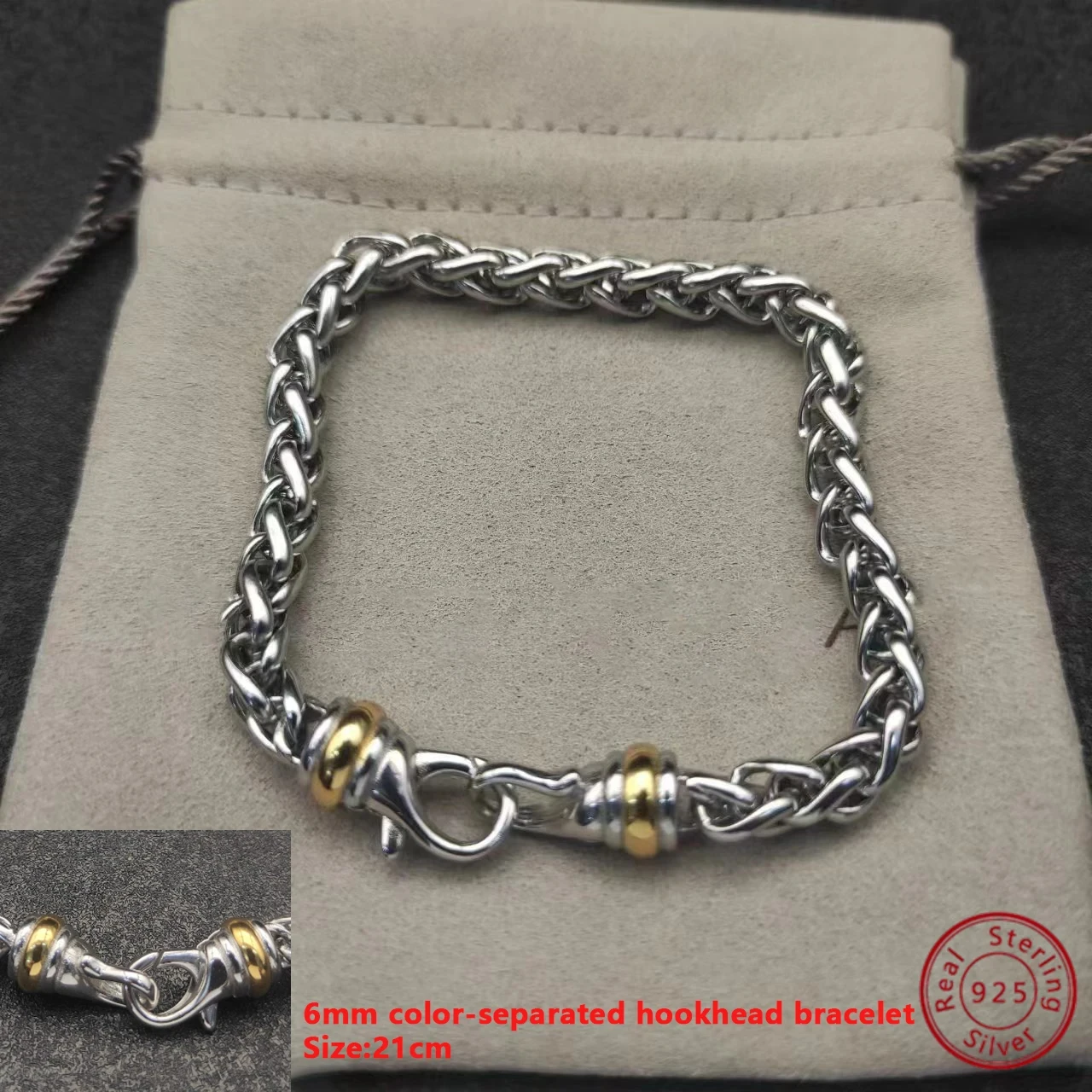 2024 New 925 Sterling Silver DY Men's Fashion Hip Hop Open Bracelet Fashion Retro Collar Jewish Jewelry Birthday