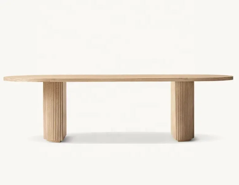 

l # oval tabke French minimalist Solid oak base rectangular dining table