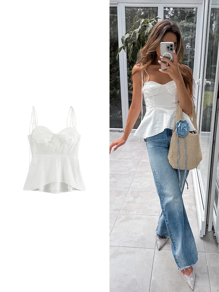 

Women's Y2K Spaghetti Strap Skinny Camisole Top Summer New French Niche Resort Vibe Corset Style Halter Top Women's