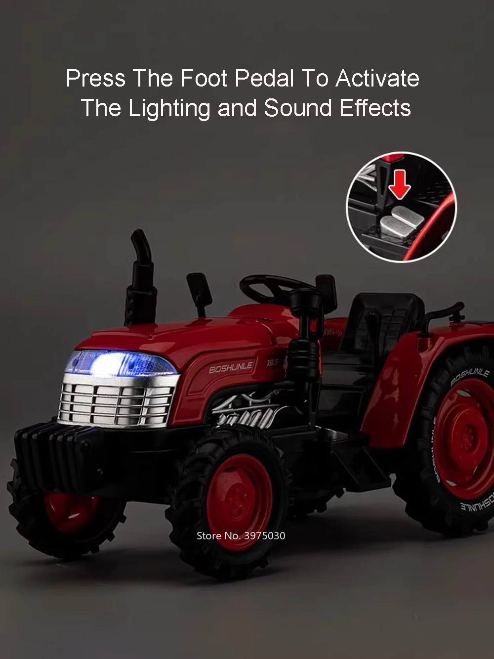 1/32 Round Head Tractor Toy Cars Models Wheel Pull Back Agricultural Tractors Light Sound Vehicles Children's Educational Toys