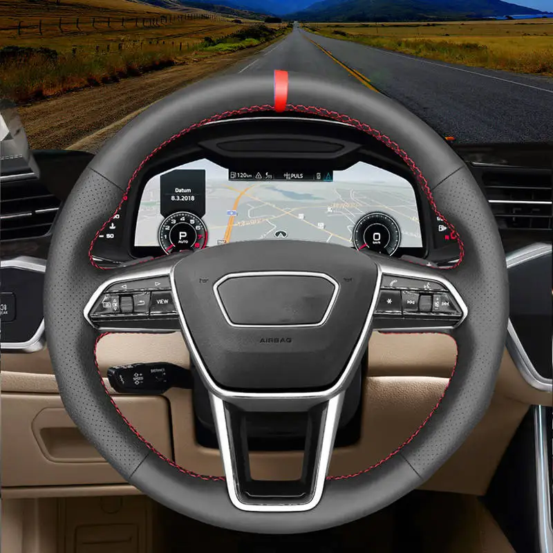 

Car Braid On The Steering Wheel Cover for Audi A6 C8/4K S6 A8 D5/4N S8 A7 RS 7 4K8 E-tron GT Avant 2018 2019 2020 2021-2022