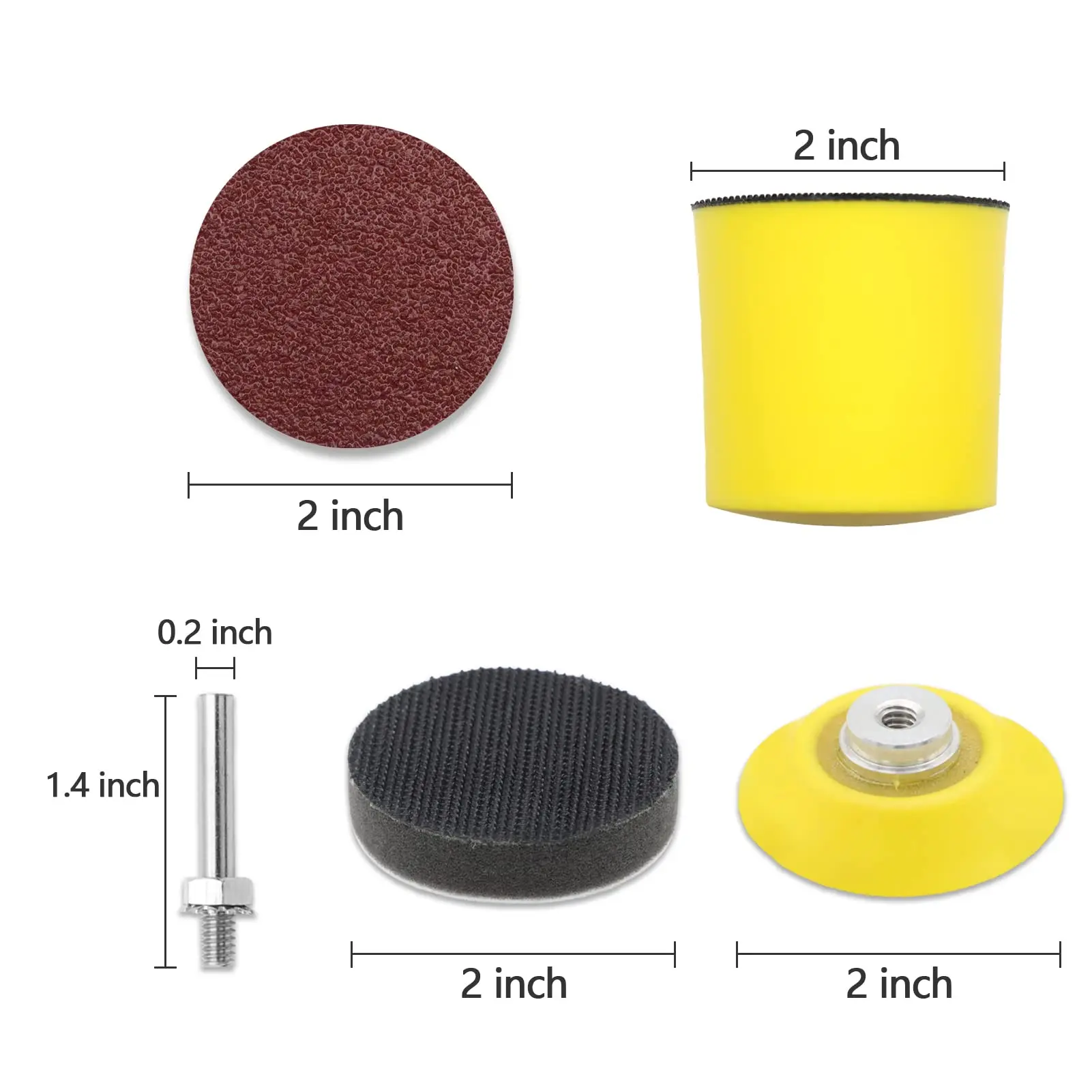 324 Stuks 2 Inch Schuurschijven Set Haak En Lus Schuurpapier 40-2000 Gruis Diverse Slijpkussen Met 1/4 Inch Schachtplaat