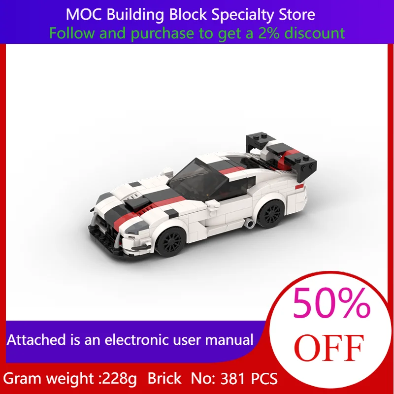 

381 детали MOC, модель строительного блока, городская скорость, Viper ACR, игрушка для мальчиков, взрослых, детей, рождественский подарок, креативный конструктор