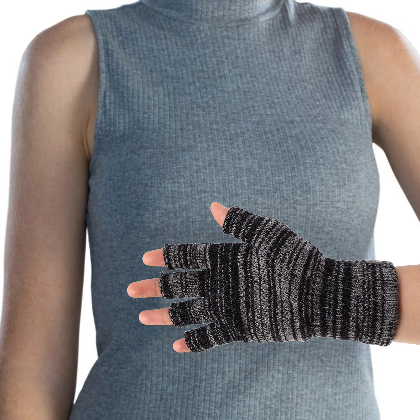 

3 Pairs Winter Knitted Half Finger Gloves Warm Stretchy Acrylic Touchscreen For Women Men Cycling Driving Hiking Skiing Gloves