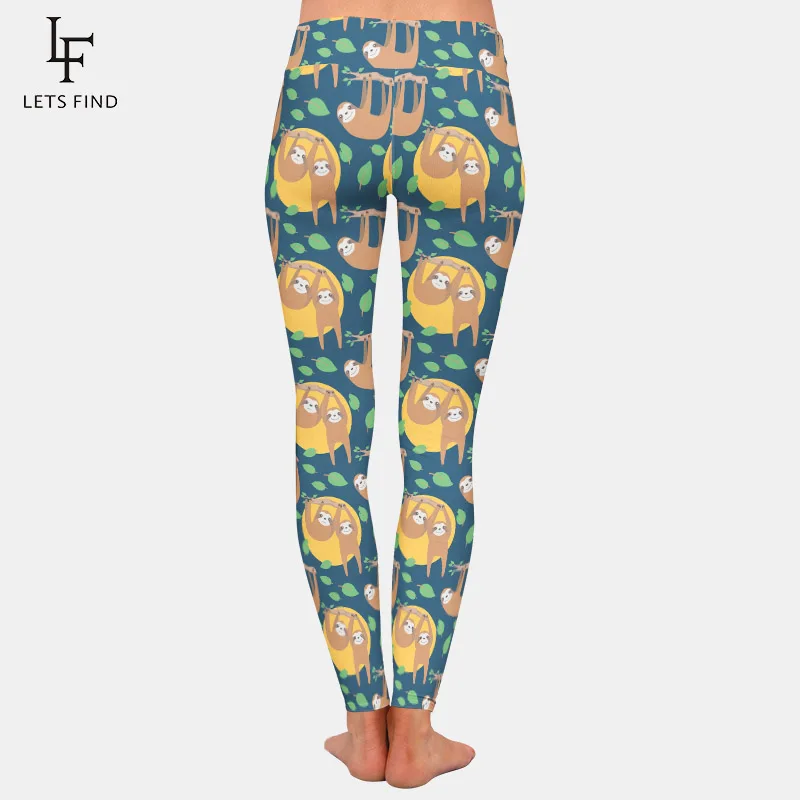 Leging Kebugaran Wanita Kualitas Tinggi LETSFIND Legging Wanita Print Sloth Gaya Kartun Lucu Kualitas Tinggi