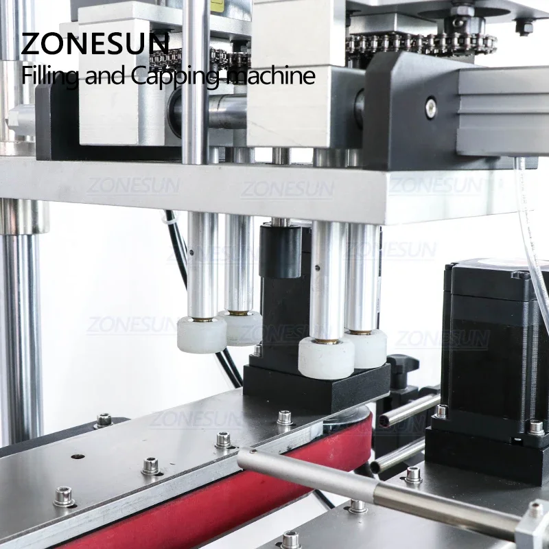 ZONESUN pneumatique jus désinfectant huile automatique miel plastique bouteille ronde liquide vis remplissage Machine de capsulage