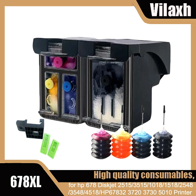 Vliaxh 678XL Ink cartridges Compatible For hp 678 Cartridges hp678 For Deskjet 2515 3515 1018 1518 2548 3548 4518 2648 Printer