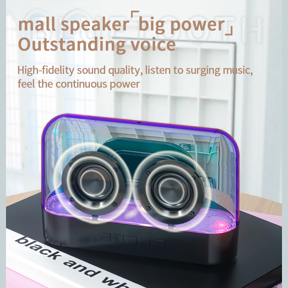 Lewinner K9 Bluetooth Wireless Speakers Transparent Portable Sounds Box High Quality AUX FM Radio Support Record TF Card Play