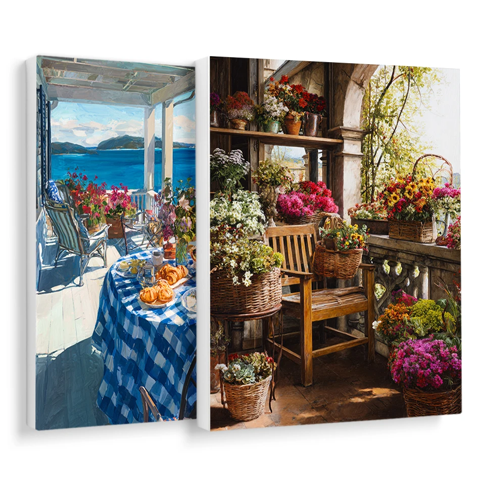 

RUOPOTY Painting By Numbers Balcony garden view For Adults Pictures By Numbers Color Markers Watercolor Arts Crafts Room Decor