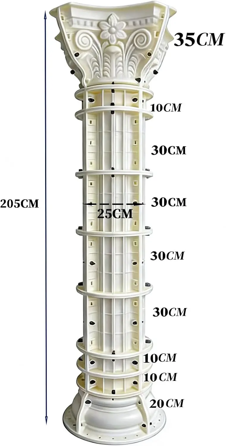 Roman Column Concrete Mold, 25CM Diameter × 205CM Height Reusable Concrete Pillar Molds, DIY Decorative Column Mould for House