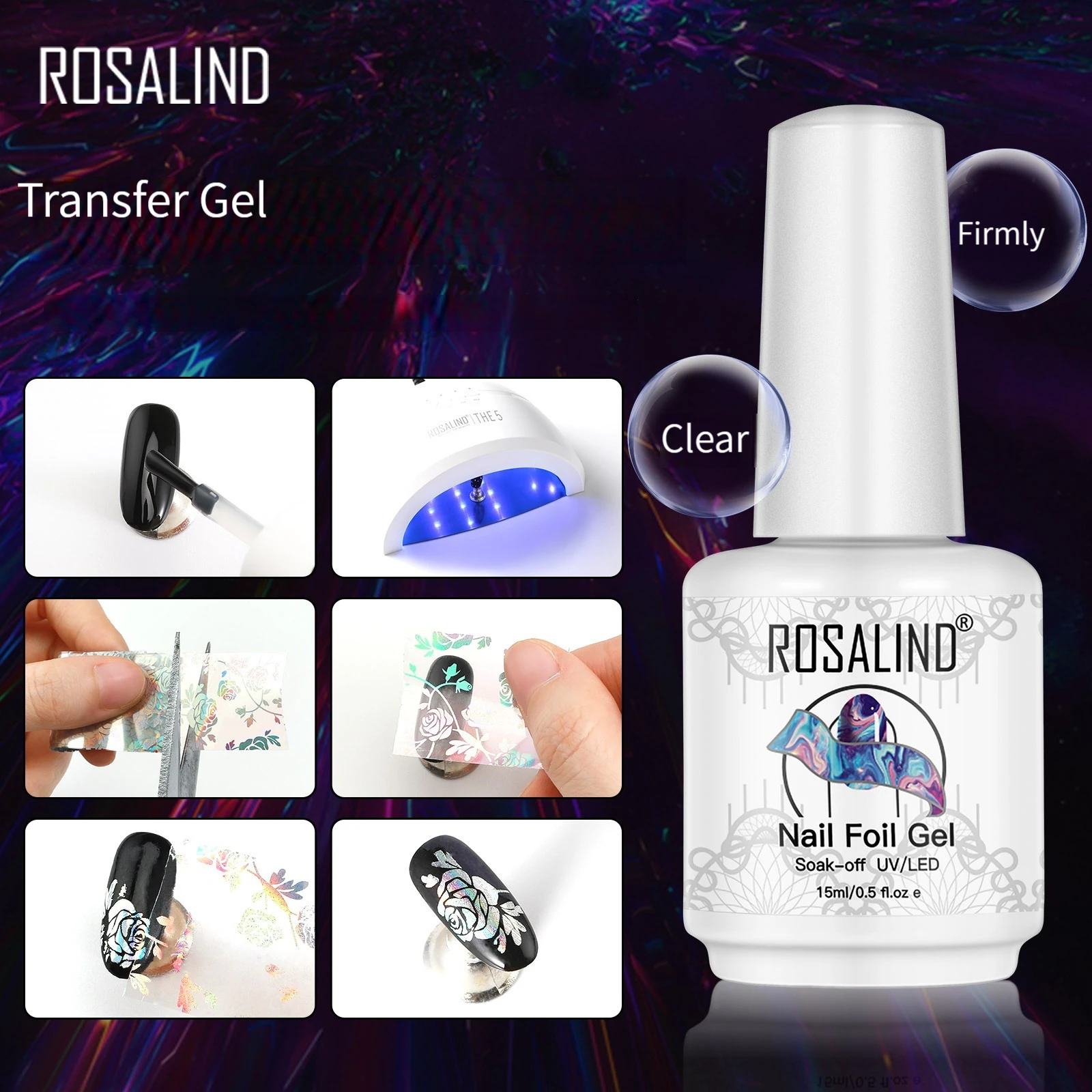 Rosalind 15ml Gel funzionale trasferimento Nail Foil Sticker colla adesiva trasferimento Gel Topcoat Base Coat Primer Diamond Topcoat