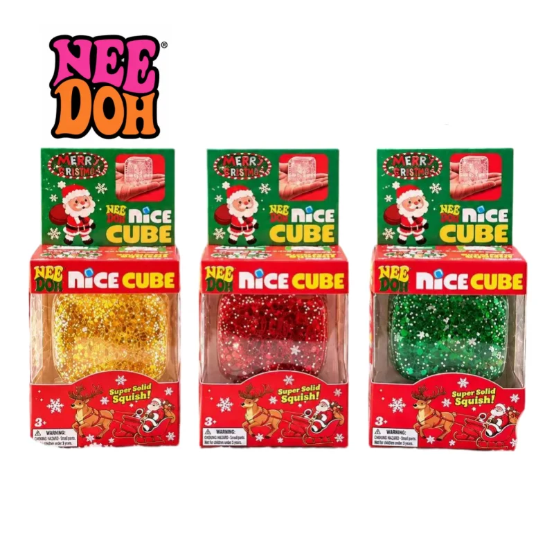 NeeDoh Xmas Santa Nice Cube Squeeze Sensory Knead Stretch Anxiety Relief ADHD Fidget Leisure Adult Christmas Gift