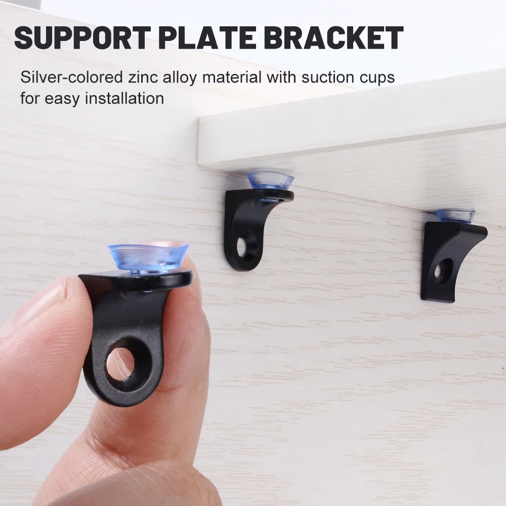 4/20pcs Right Angle Glass Shelf Suction Cup Fixing Stud Plate Support Partition Holder Cabinet Stand Wooden Bracket Clamp Pin