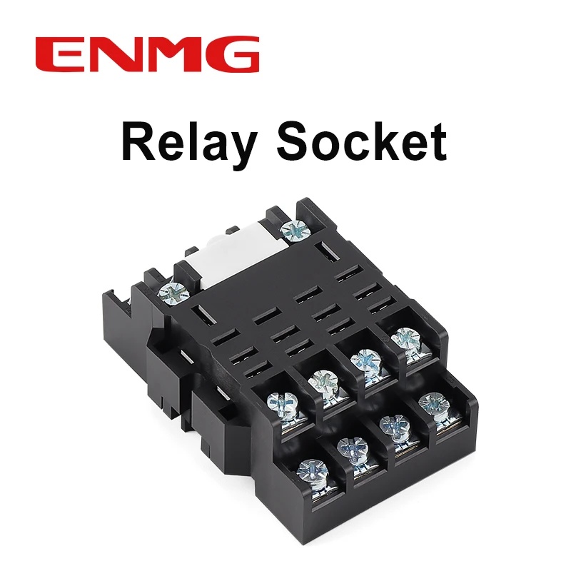 ENMG SH4B-05A 10A DIN Rail Power Relay Socket 4 Pole 14 Pin Relay Base Barrier Type Screw Terminal Block Touch Proof