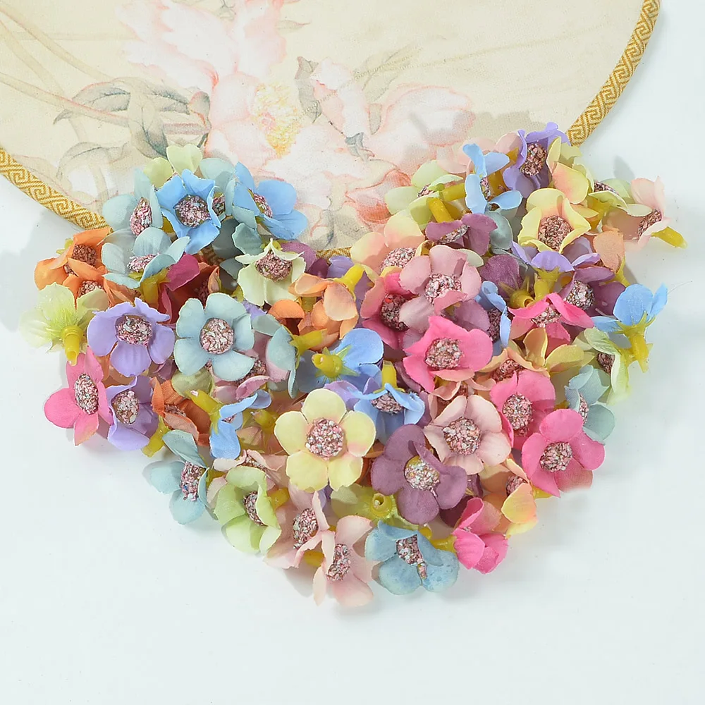 

50/100Pcs 2.5cm Mini Silk Artificial Daisy Flower Heads For Crown Wedding Garland Home Decor Handmade DIY Scrapbooking Craft
