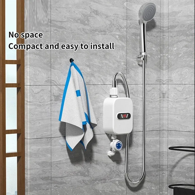 110/220V Instant Water Heater Shower Wall Mounted Bathroom Faucet Hot Water Heater Digital Display Thermostatic Water Heated