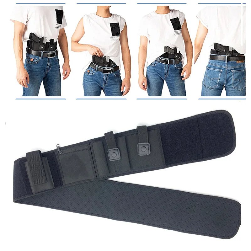 Tactical Concealed Pistol Holster Right-hand Belly Band Gun Carry Case Invisible Elastic Waist Bag Girdle Belt