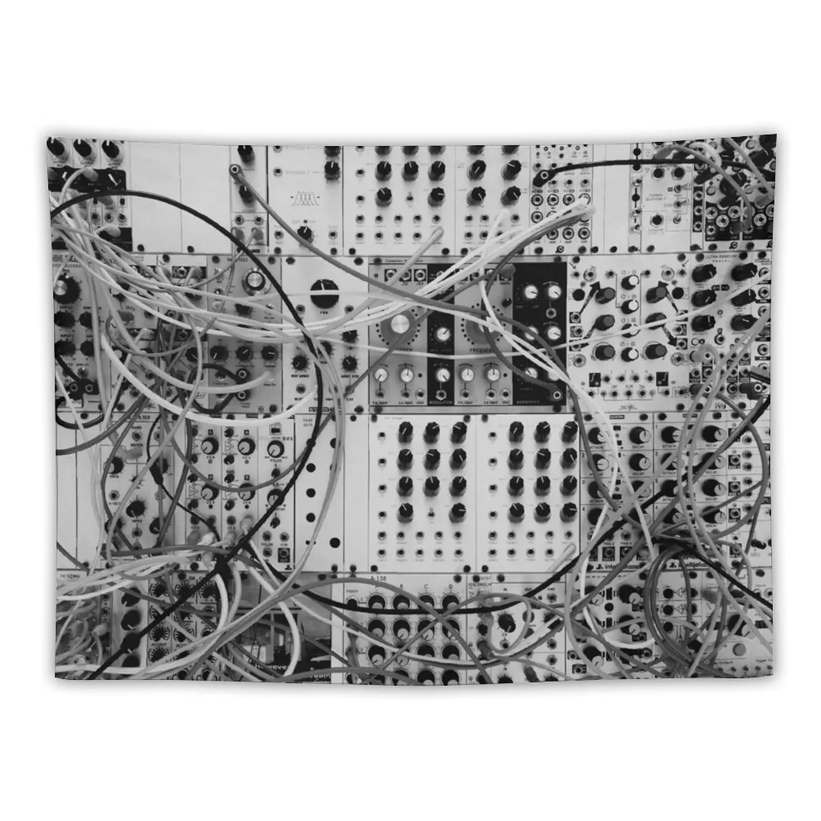 Analog Synthesizer - Modular Design - black & white Tapestry Wall Decoration Wall Hanging Bedroom Decorations Tapestry