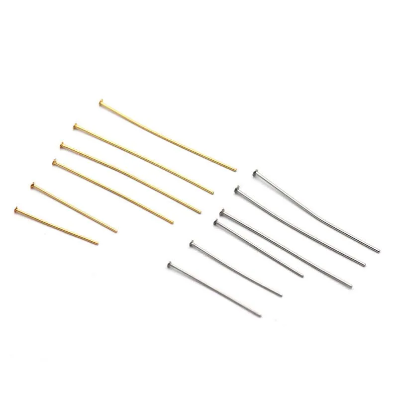 100pcs/lot Stainless Steel 0.5mm Thick 15 20 25 30 40mm Flat Head Stright T Head Pin Needles for DIY Earring Jewelry Findings