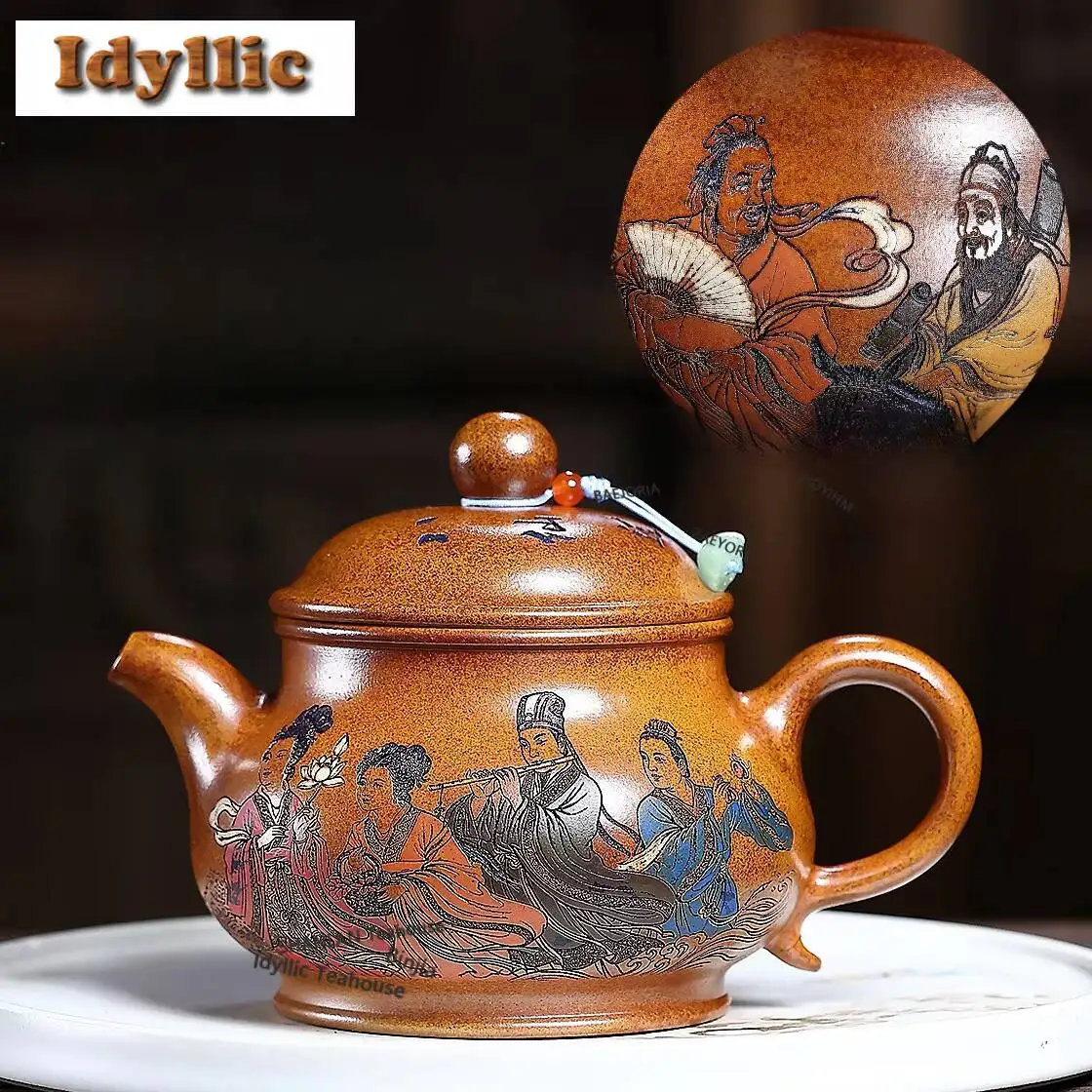 400ml Ancient Yixing Purple Clay Teapots Handmade Pan Pot Raw Ore Dragon Bone Golden Sand Mud Kettle Zisha Tea Set Cafes Gifts