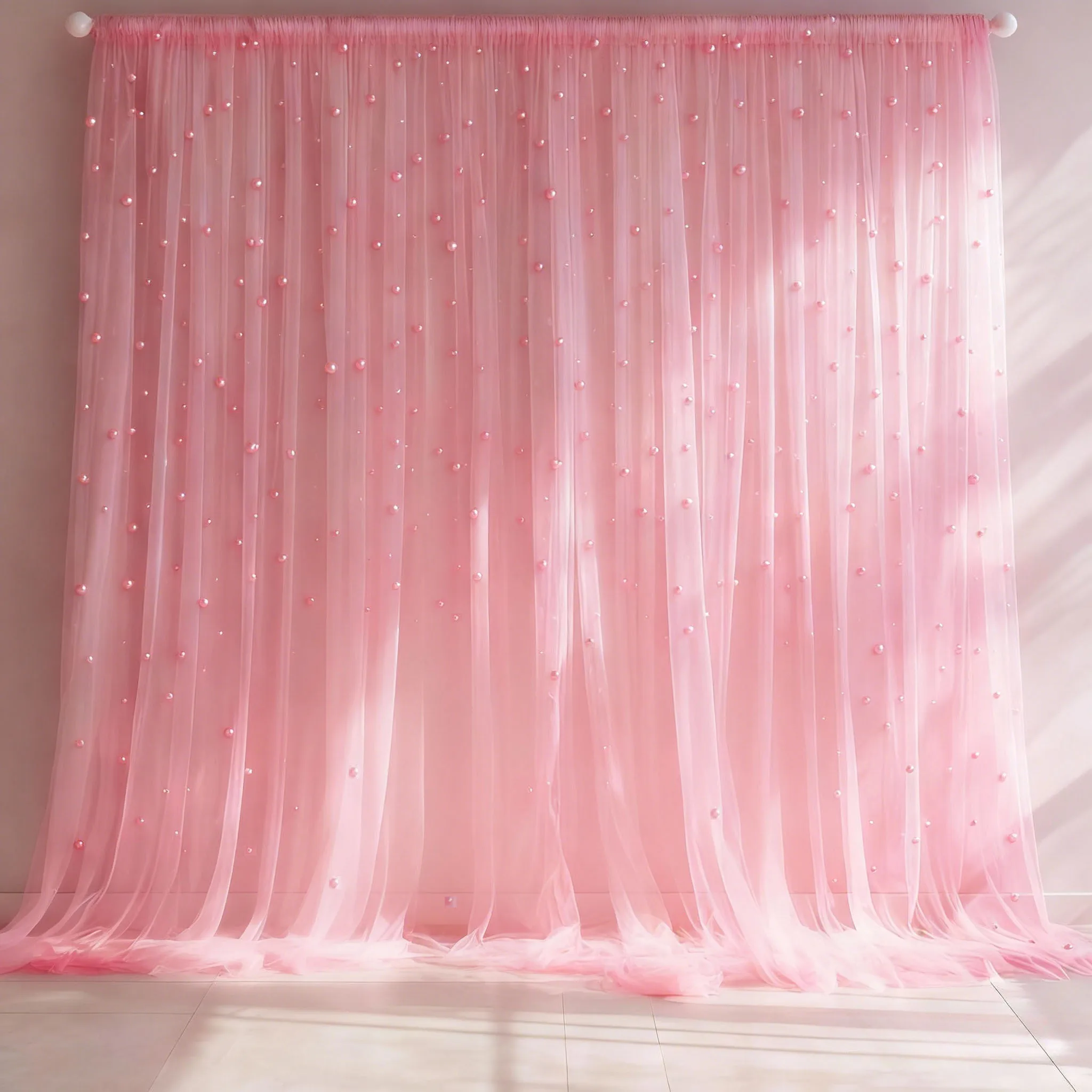1 pièce, draperie en tulle rose nacré de 5,24 pieds à fixer sur une barre, idéale pour les arches de mariage, les décors de cyclorama, Noël et la Saint-Valentin