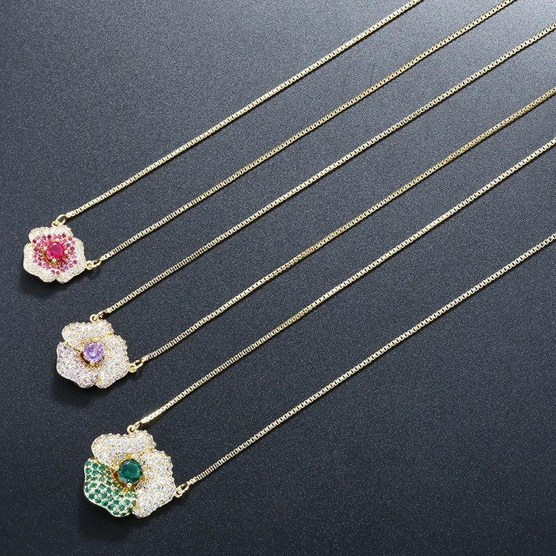 ZHUKOU 16/18/22mm Zirconia Flower Double Hole Pendant Connection Charming Women's Retro Jewellery Making Accessories:VD1947
