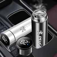 New Car Portable Smart Thermos Mug Led Digital Temperature Display Bottle For Peugeot 206 208 306 307 308 407 408 508 2008 3008
