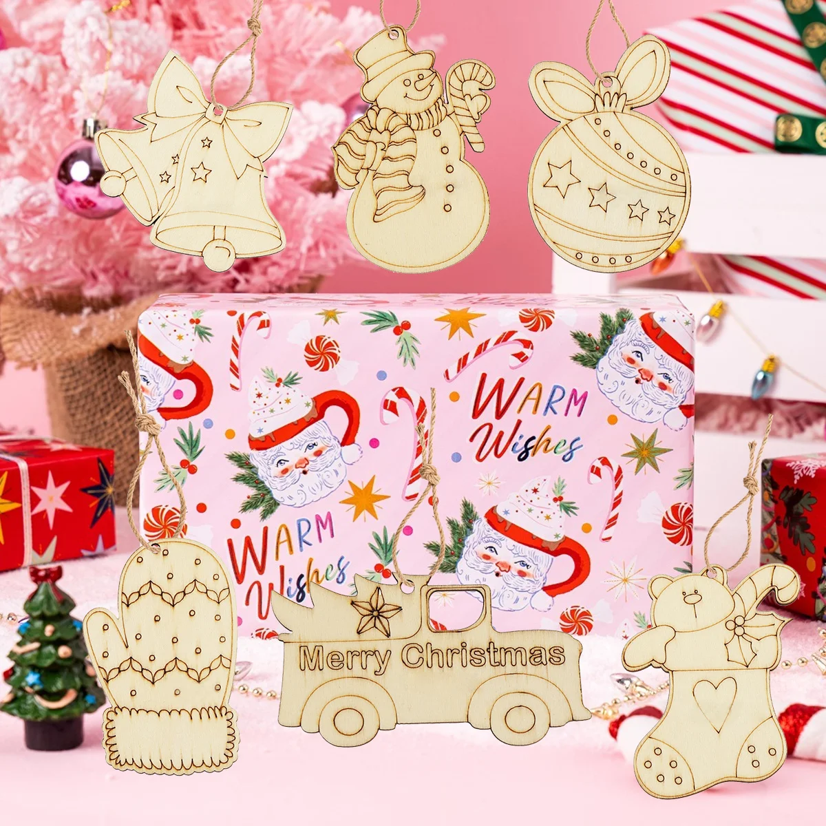 لوحة خشبية تصنعها بنفسك للكريسماس ، دلاية من خشب الأيل الملاك ، ديكورات معلقة على شجرة الكريسماس ، مستلزمات هدايا للأطفال ، 10: 10000 #2