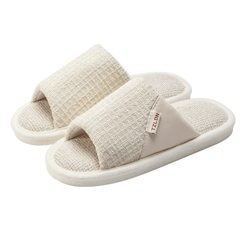 Pantofole a forma di forma, pantofole di lino per la casa Four Seasons da donna, nuove pantofole di lino traspiranti da coppia silenziose, antiscivolo e deodoranti