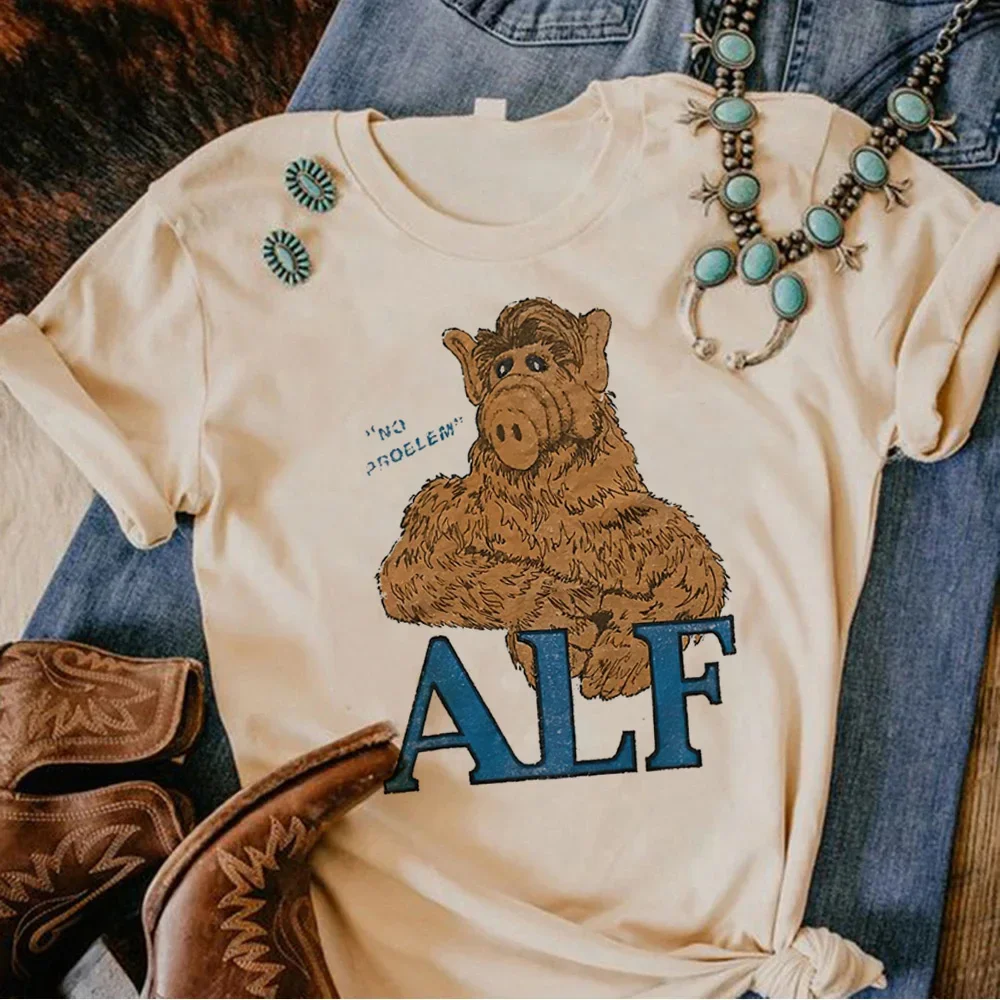 Alf top women Y2K Japanese graphic tshirt female designer funny comic clothes