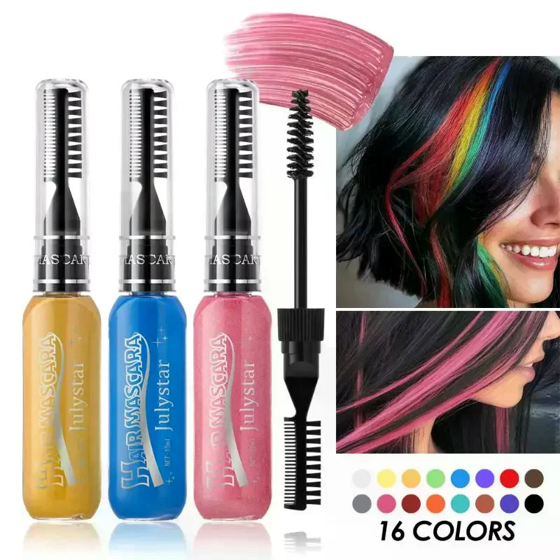 16 Colors Disposable Double-Head Hair Dye Cosplay Party Makeup Eyelash Highlighting Coloring Quick