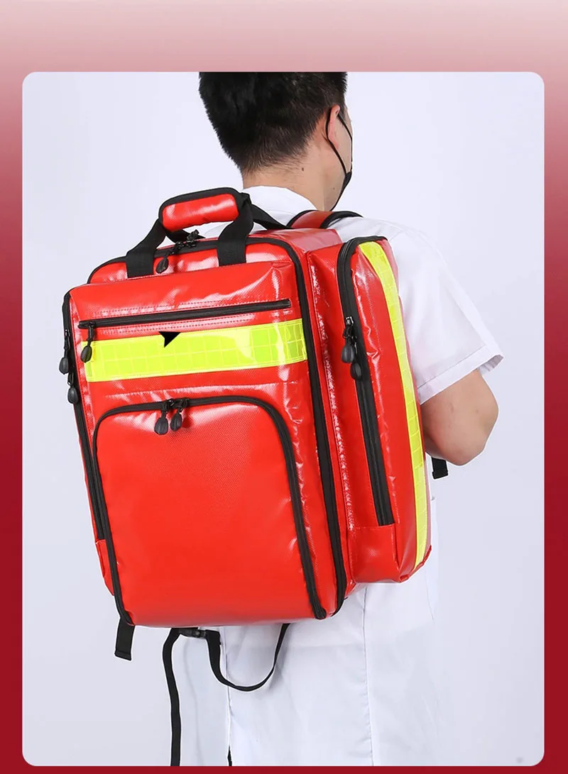 Outdoor Nylon PVC First Aid Bag Large Capacity Waterproof and Sturdy Emergency Escape Bag Medical Emergency Backpack