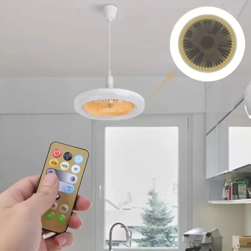 

Ceiling Fan E27 360 ° Rotating with Light Intelligent Fan With Remote Control Led Light For Living Room Top chandelier