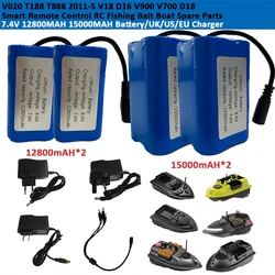 Piezas de Repuesto de barco de cebo de pesca RC con Control remoto inteligente, batería de 2011 MAH, 7,4 V, 12800MAH, V020, T188, T888, 15000-5, V18, D16, V900, V700, D18