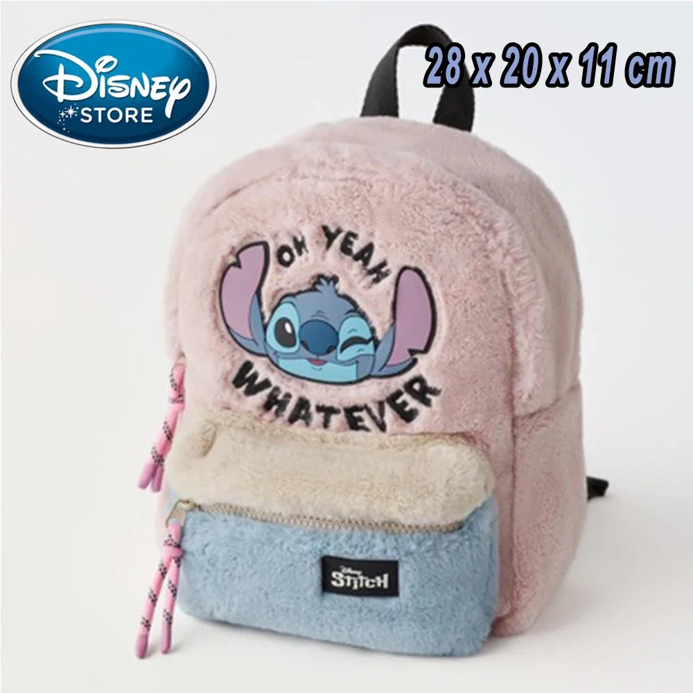 New Disney Plush Backpack Ins Japanese Blue Stitch Funny Cartoon Large-Capacity Student Backpack Kindergarten Bag Child Gift