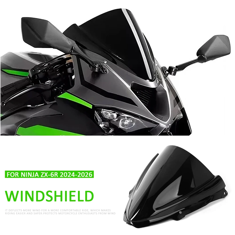 

2024 2025 2026 Motorcycle Windscreen Windshield Wind Deflectors Double Shield Protector For Kawasaki Ninja ZX-6R ZX6R ZX 6R