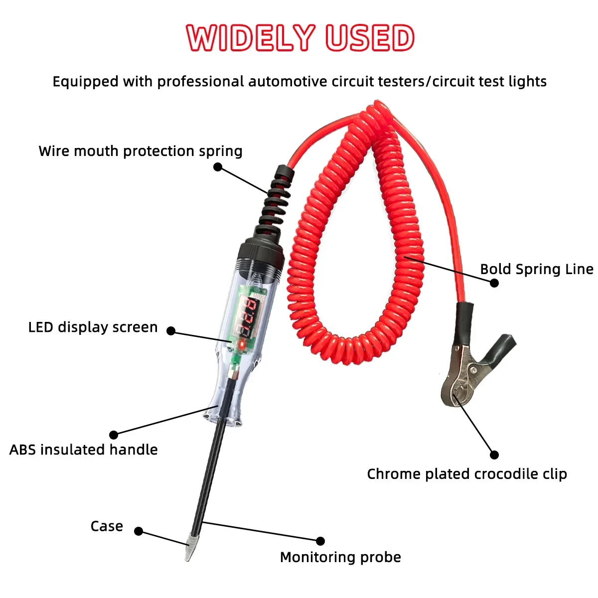 Max 90V Auto Circuit Tester Truck Voltage Tester Circuit Auto Circuit Tester Auto Diagnostic Probe Test Pen DC 6V 12V 24V